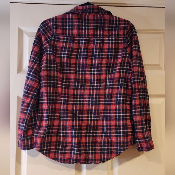 Blue Age blue and red plaid button up long sleeve shirt L - Picture 4 of 4